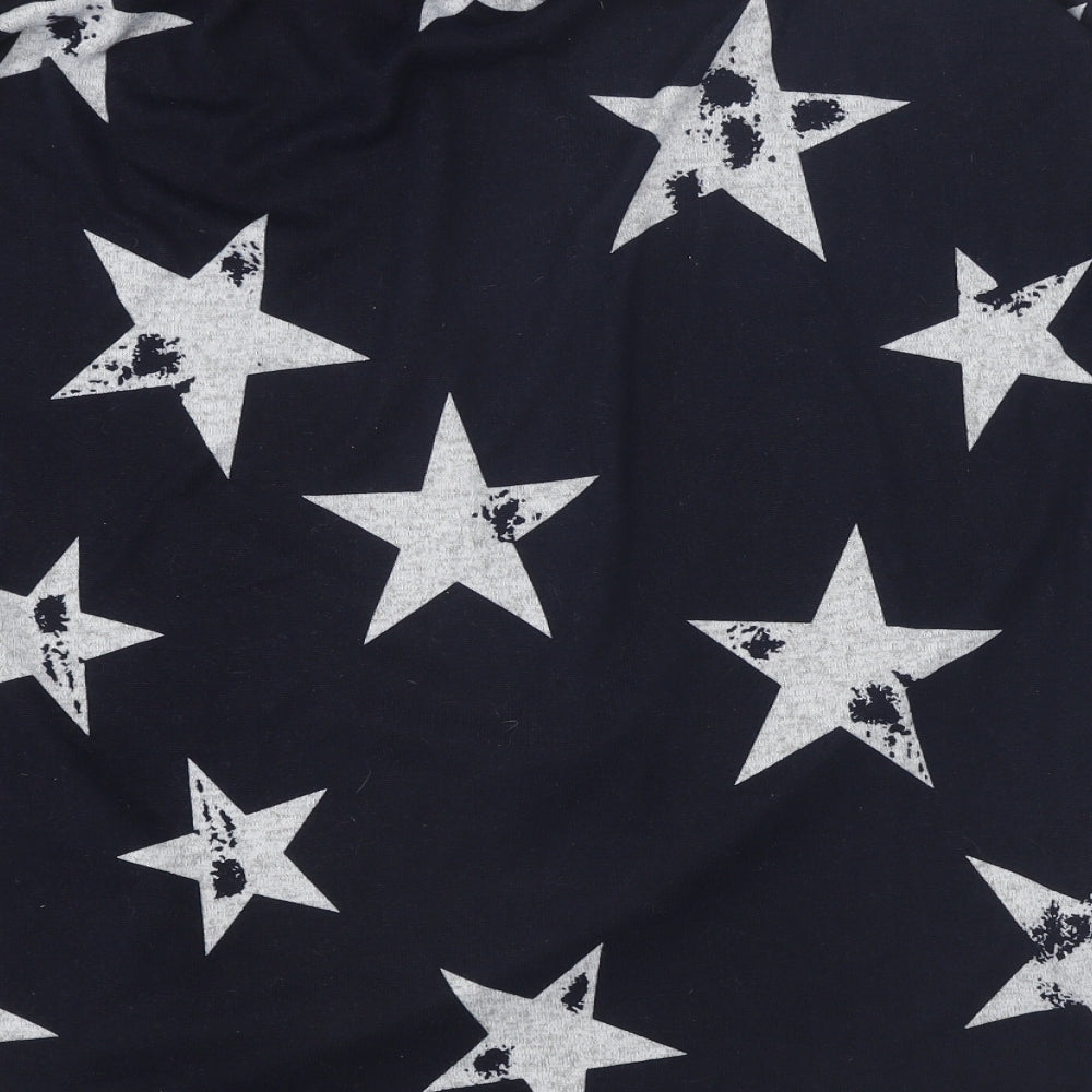 Stella Morgan Womens Blue Geometric Polyester Basic Blouse Size 14 V-Neck - Star