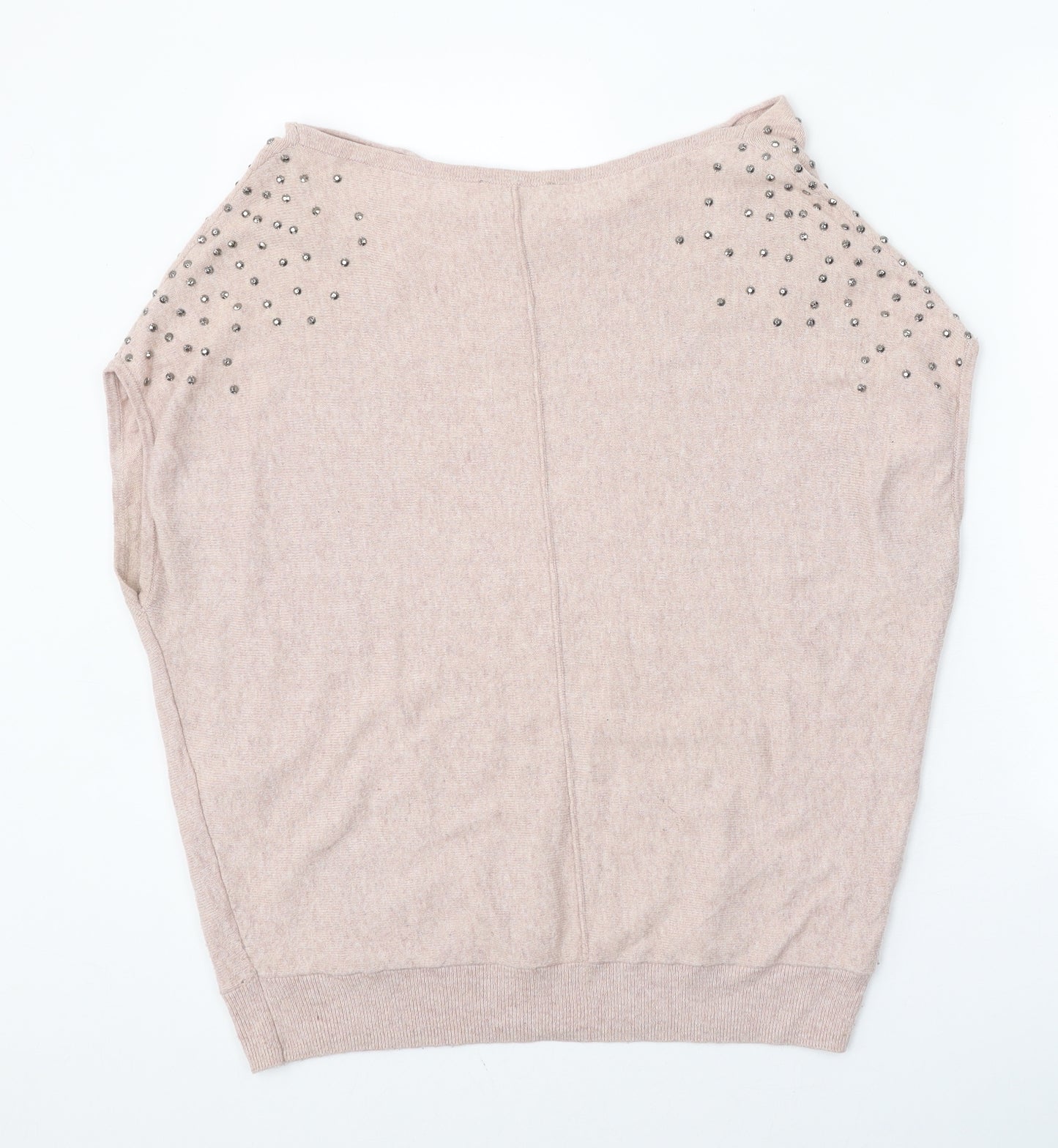 Mint Velvet Womens Beige Boat Neck Cotton Pullover Jumper Size M