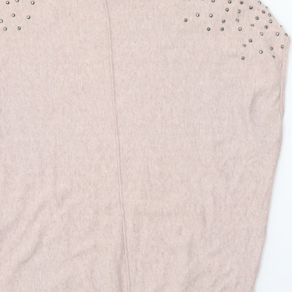 Mint Velvet Womens Beige Boat Neck Cotton Pullover Jumper Size M