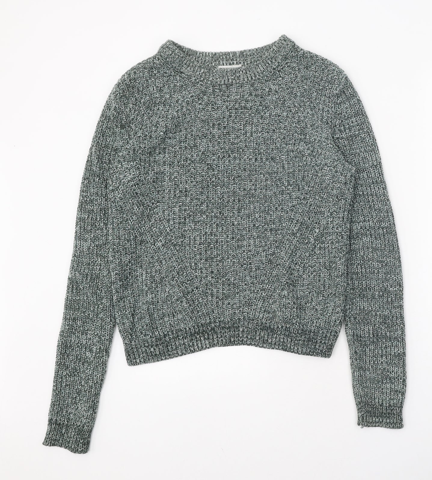 H&M Womens Green Round Neck Acrylic Pullover Jumper Size S