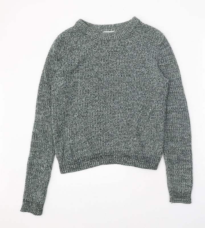 H&M Womens Green Round Neck Acrylic Pullover Jumper Size S