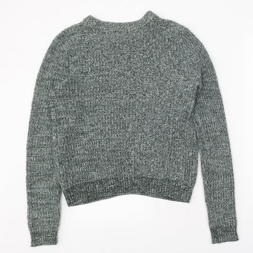 H&M Womens Green Round Neck Acrylic Pullover Jumper Size S
