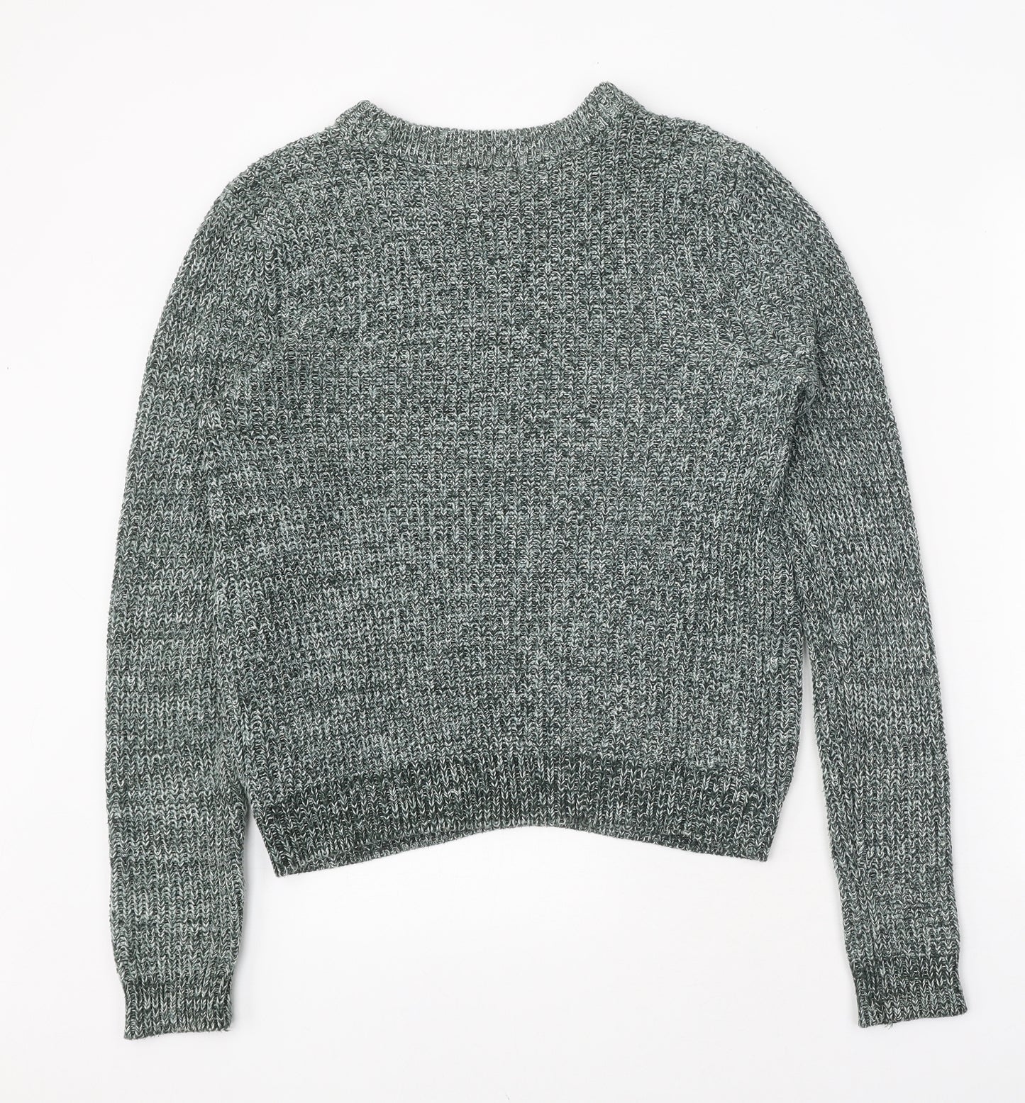 H&M Womens Green Round Neck Acrylic Pullover Jumper Size S