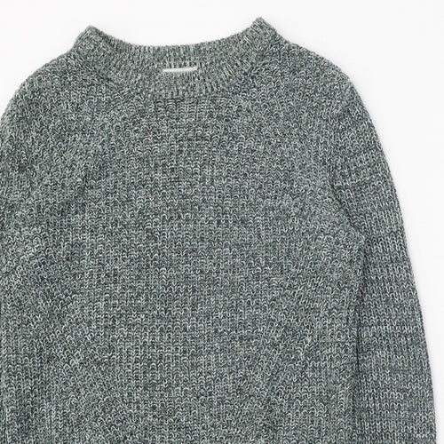 H&M Womens Green Round Neck Acrylic Pullover Jumper Size S