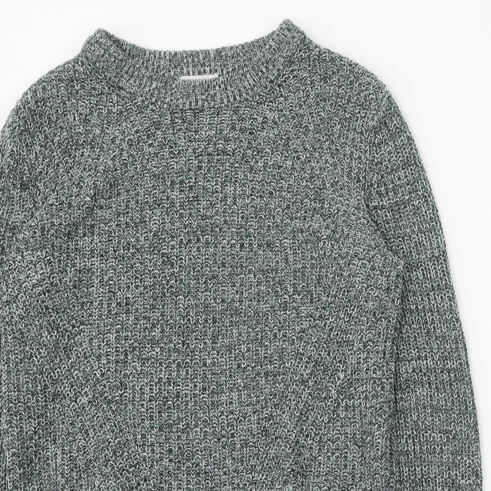 H&M Womens Green Round Neck Acrylic Pullover Jumper Size S