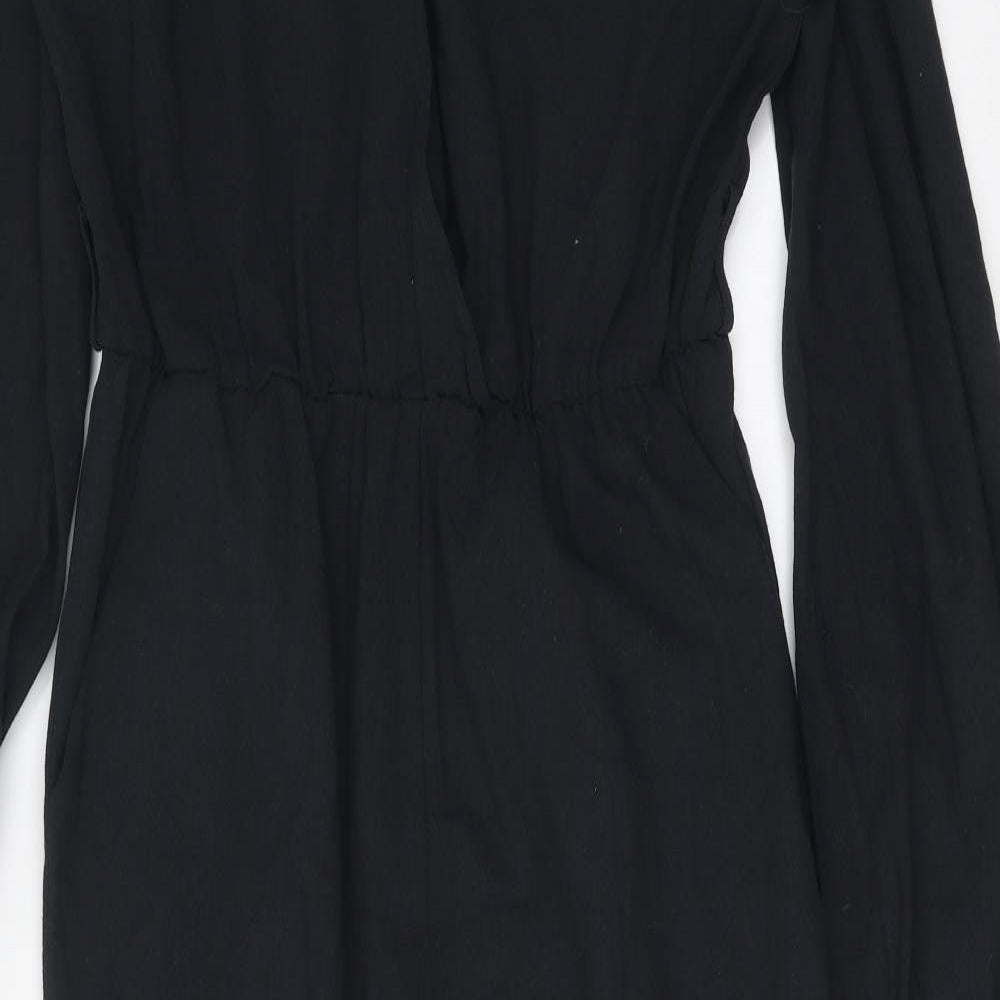SheIn Womens Black Polyester Jumpsuit One-Piece Size L Button
