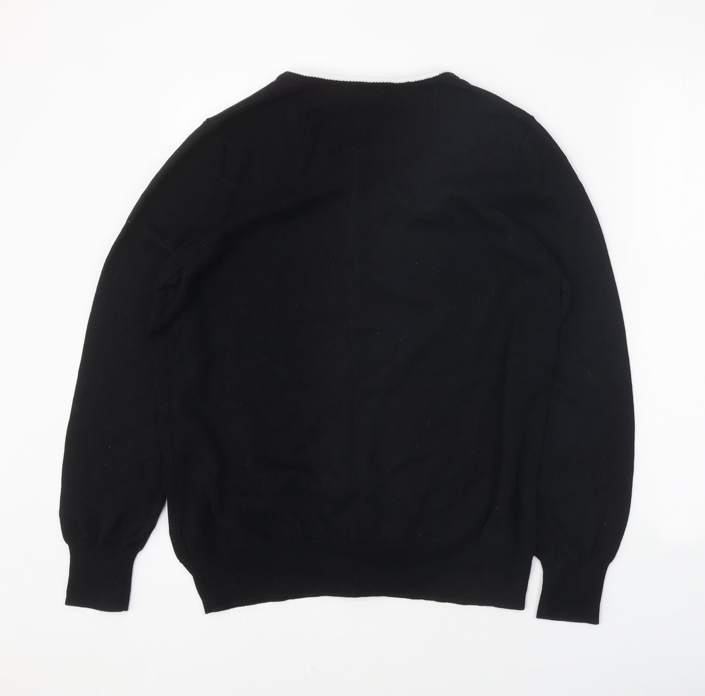 Classics Womens Black Round Neck 100% Cotton Cardigan Jumper Size 16