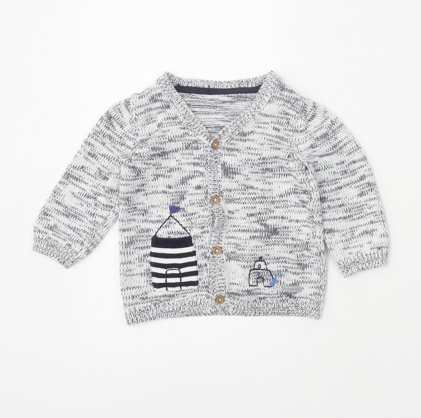 Marks and Spencer White 100% Cotton Cardigan Jumper Size 3-6 Months Button