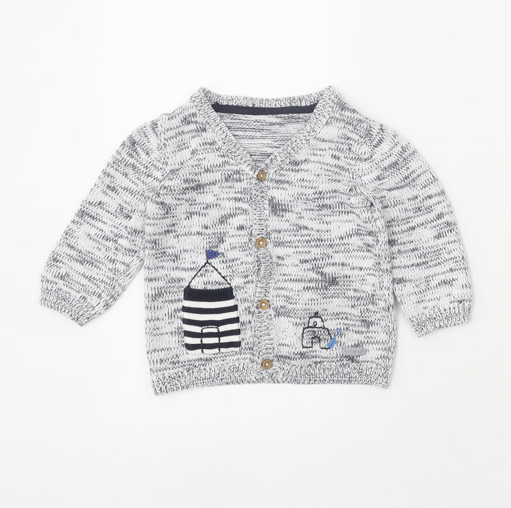 Marks and Spencer White 100% Cotton Cardigan Jumper Size 3-6 Months Button