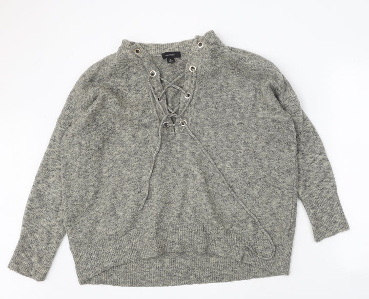 Atmosphere Womens Grey V-Neck Acrylic Pullover Jumper Size M