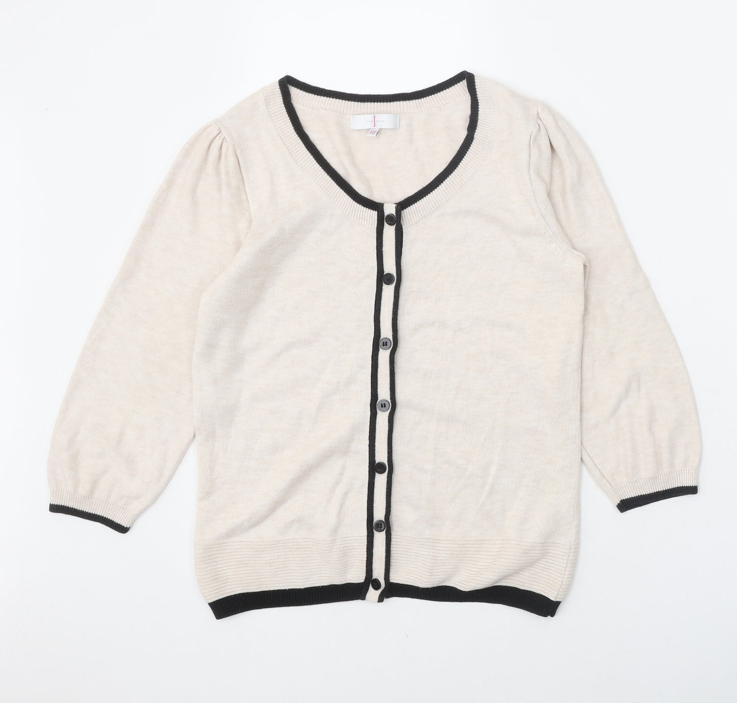 Jasper Conran Womens Beige Scoop Neck Viscose Cardigan Jumper Size 10