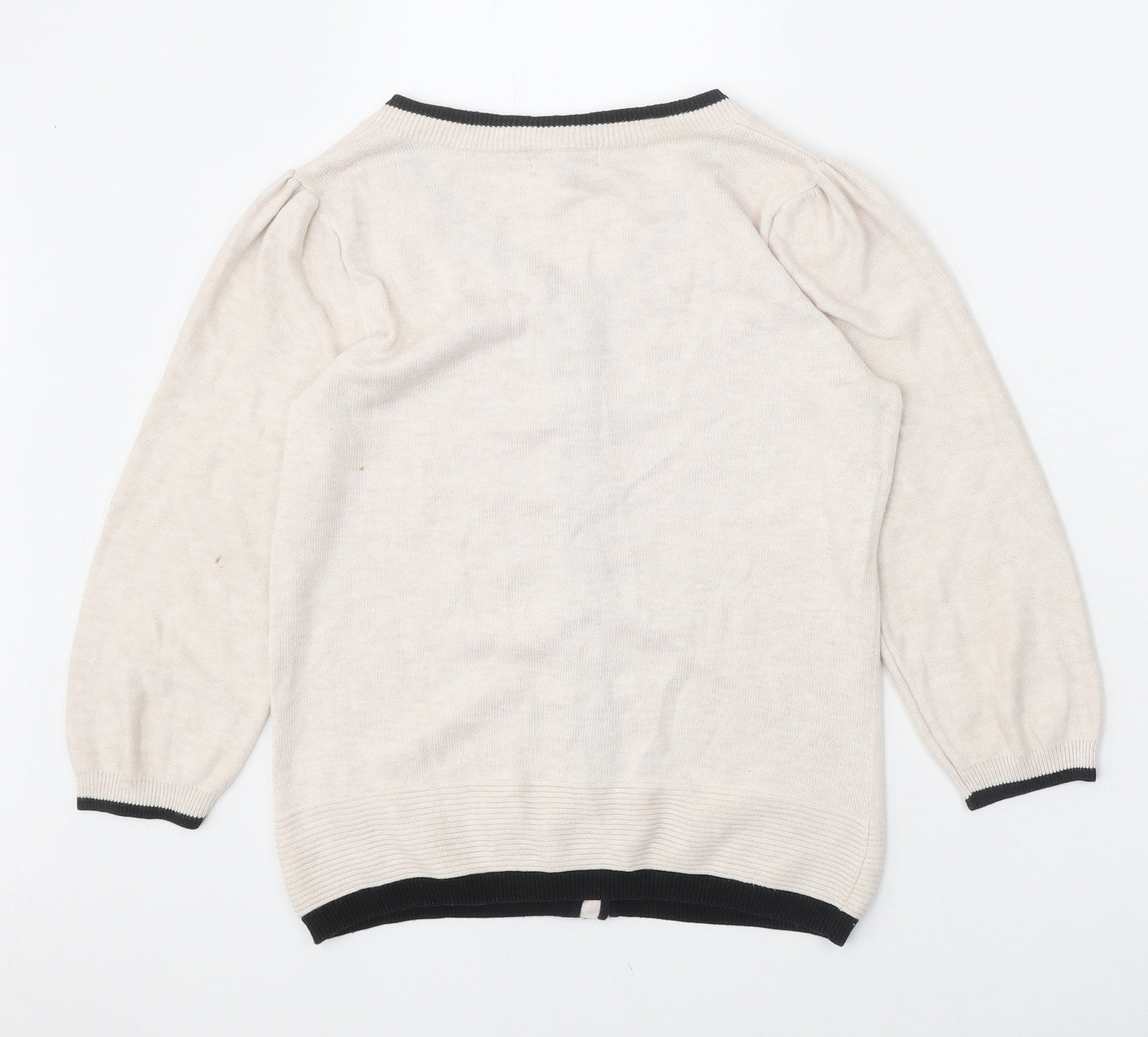 Jasper Conran Womens Beige Scoop Neck Viscose Cardigan Jumper Size 10