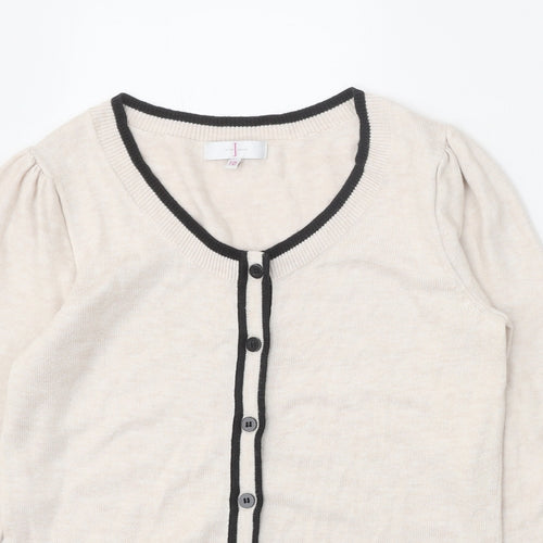 Jasper Conran Womens Beige Scoop Neck Viscose Cardigan Jumper Size 10