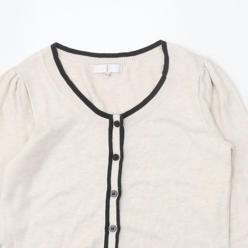 Jasper Conran Womens Beige Scoop Neck Viscose Cardigan Jumper Size 10