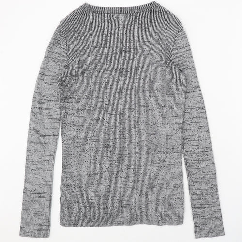 New Look Mens Grey Round Neck Cotton Pullover Jumper Size S