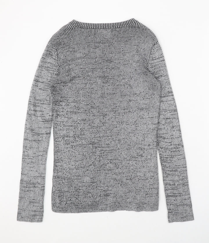 New Look Mens Grey Round Neck Cotton Pullover Jumper Size S