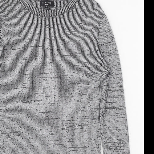 New Look Mens Grey Round Neck Cotton Pullover Jumper Size S