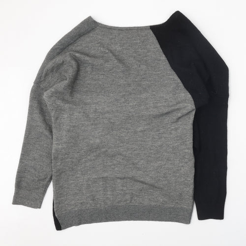 Preworn Womens Grey V-Neck Polyester Pullover Jumper Size XL