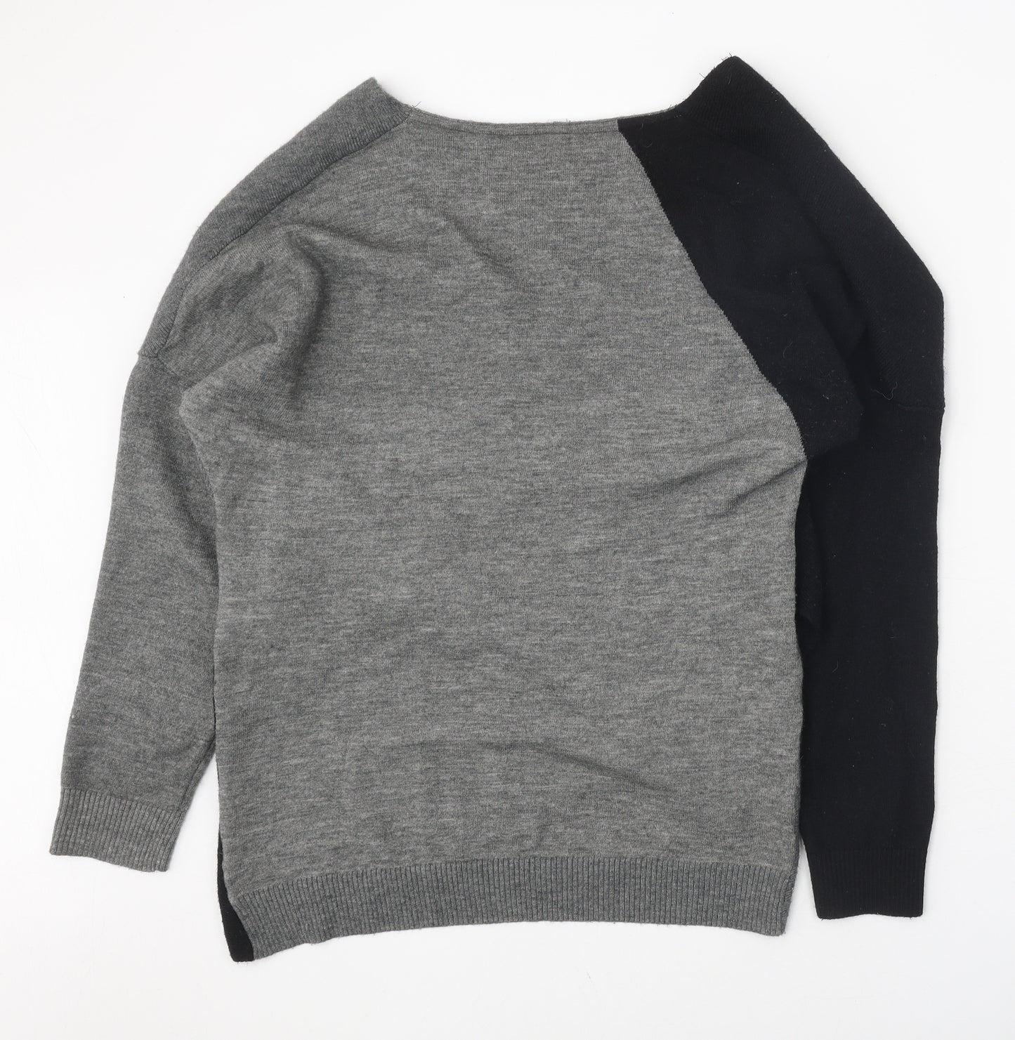 Preworn Womens Grey V-Neck Polyester Pullover Jumper Size XL