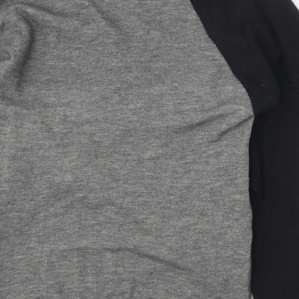 Preworn Womens Grey V-Neck Polyester Pullover Jumper Size XL