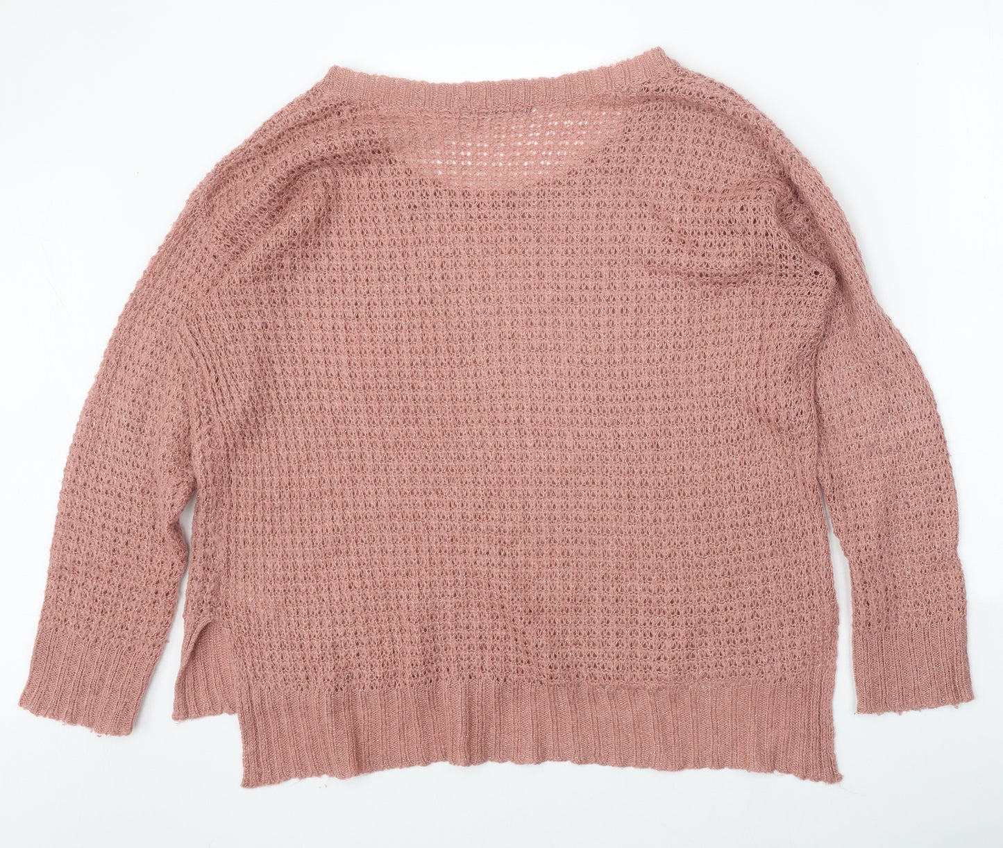 George Womens Pink Scoop Neck Acrylic Pullover Jumper Size 14