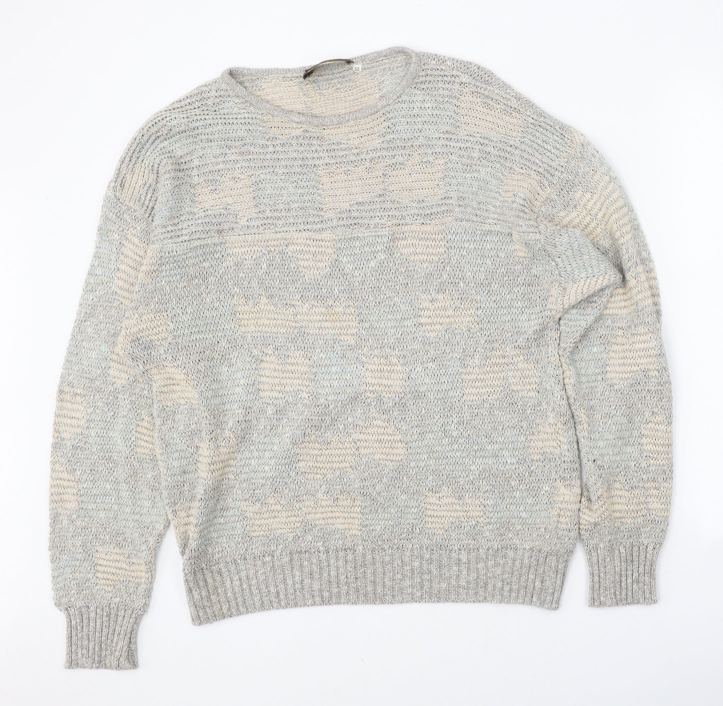 Austin Reed Mens Multicoloured Round Neck Geometric Cotton Pullover Jumper Size L
