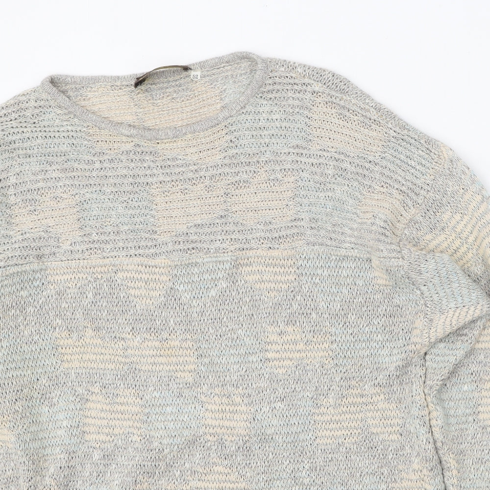 Austin Reed Mens Multicoloured Round Neck Geometric Cotton Pullover Jumper Size L