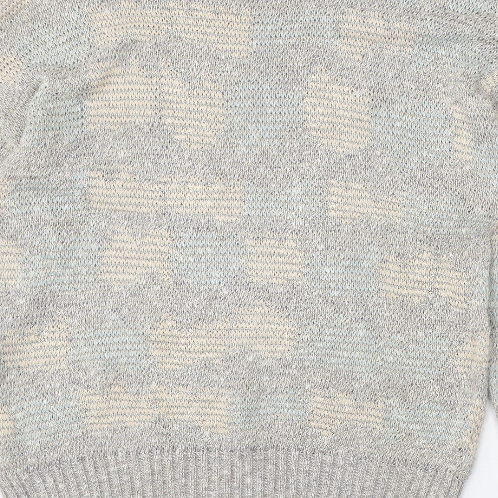 Austin Reed Mens Multicoloured Round Neck Geometric Cotton Pullover Jumper Size L