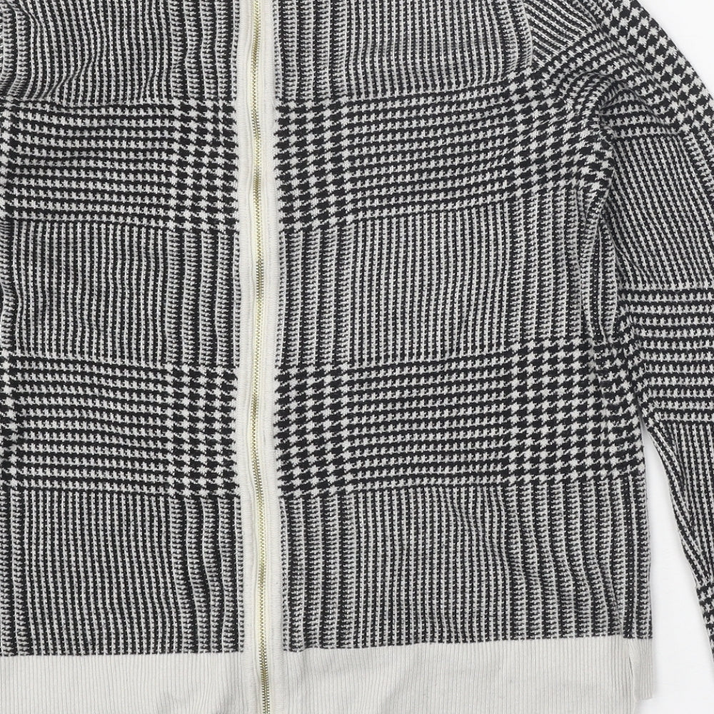 H&M Womens Black Check Viscose Basic T-Shirt Size M Round Neck