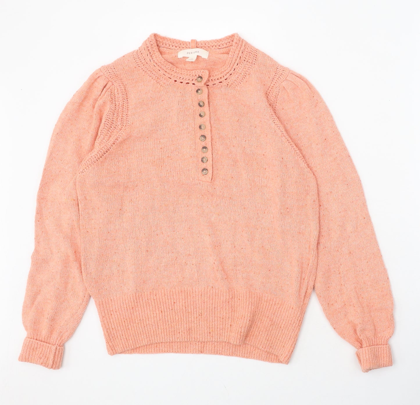 Per Una Womens Pink Round Neck Cotton Pullover Jumper Size 12