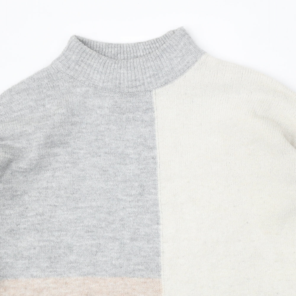 Primark Womens Multicoloured Mock Neck Acrylic Pullover Jumper Size XS - Colourblock