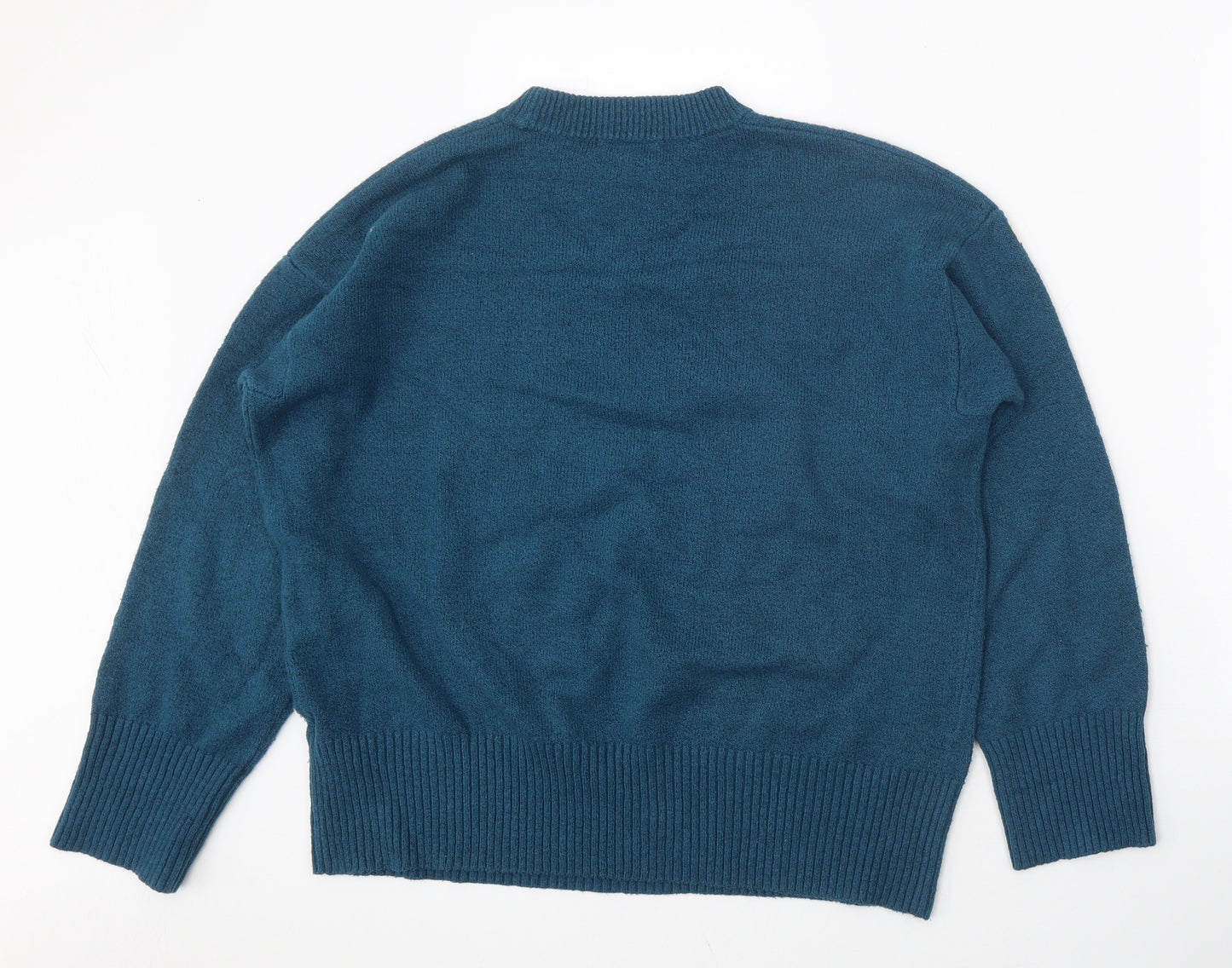 White Stuff Womens Blue Round Neck Floral Cotton Pullover Jumper Size 12