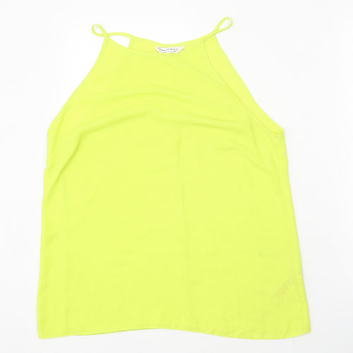 Miss Selfridge Womens Yellow Polyester Basic Tank Size 14 Round Neck