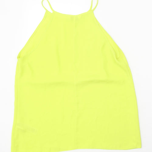 Miss Selfridge Womens Yellow Polyester Basic Tank Size 14 Round Neck