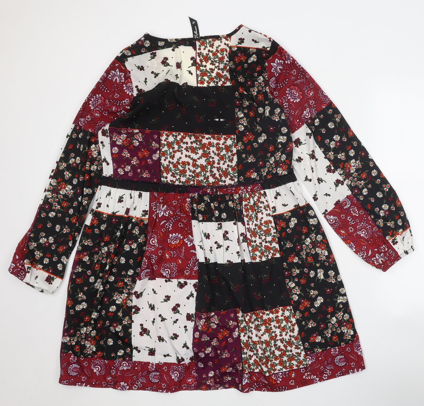 Influence Womens Multicoloured Floral Polyester A-Line Size 12 V-Neck Button