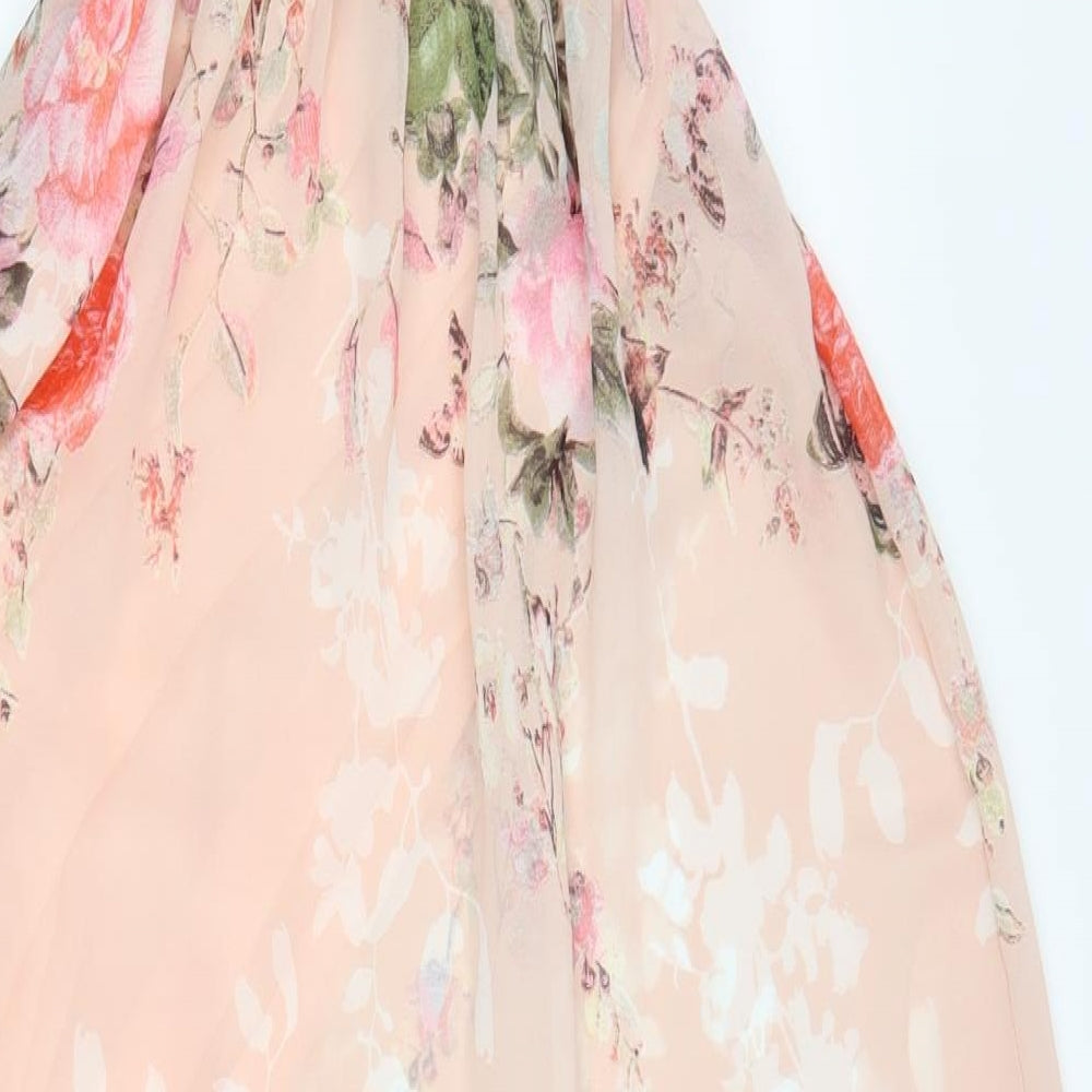 Boohoo Womens Multicoloured Floral Polyester Maxi Size M Halter Pullover
