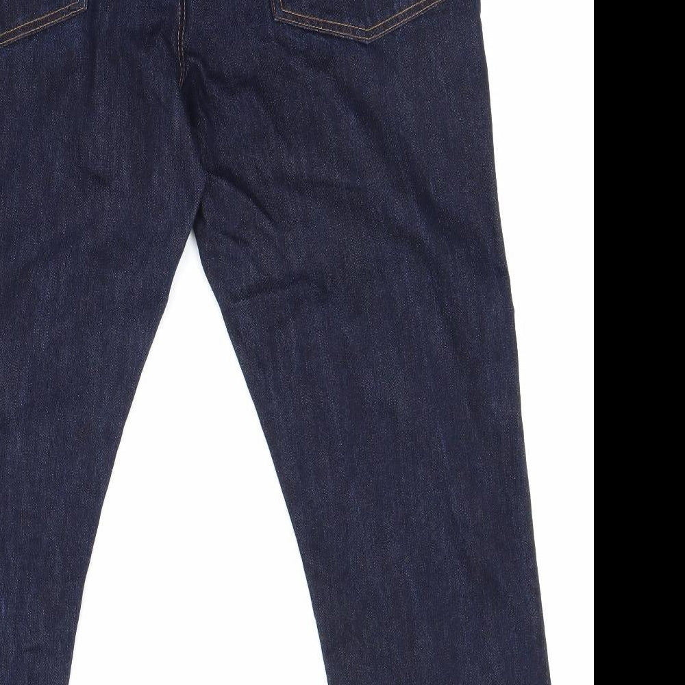 Preworn Mens Blue Cotton Straight Jeans Size 38 in Slim Zip