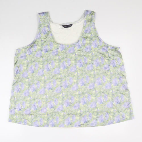 Marks and Spencer Womens Multicoloured Geometric Polyester Basic Tank Size 18 Scoop Neck