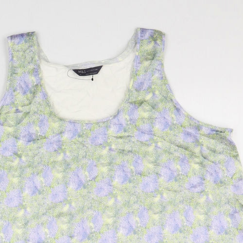 Marks and Spencer Womens Multicoloured Geometric Polyester Basic Tank Size 18 Scoop Neck