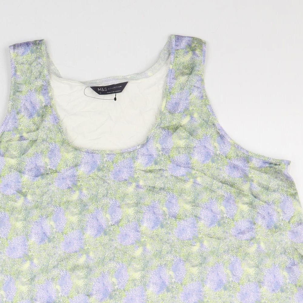 Marks and Spencer Womens Multicoloured Geometric Polyester Basic Tank Size 18 Scoop Neck