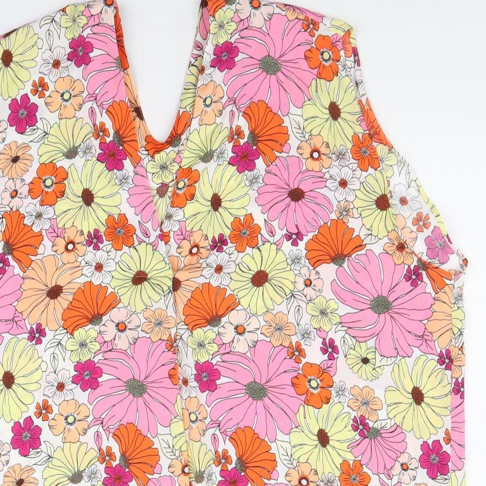 Marks and Spencer Womens Multicoloured Floral Polyester Basic Tank Size 22 V-Neck