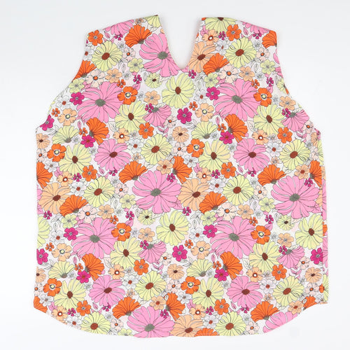 Marks and Spencer Womens Multicoloured Floral Polyester Basic Tank Size 10 V-Neck