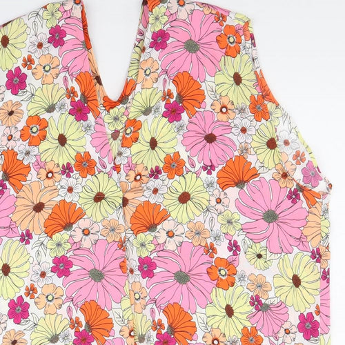 Marks and Spencer Womens Multicoloured Floral Polyester Basic Tank Size 10 V-Neck