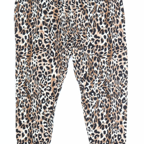 Marks and Spencer Womens Brown Animal Print Viscose Jogger Leggings Size 12