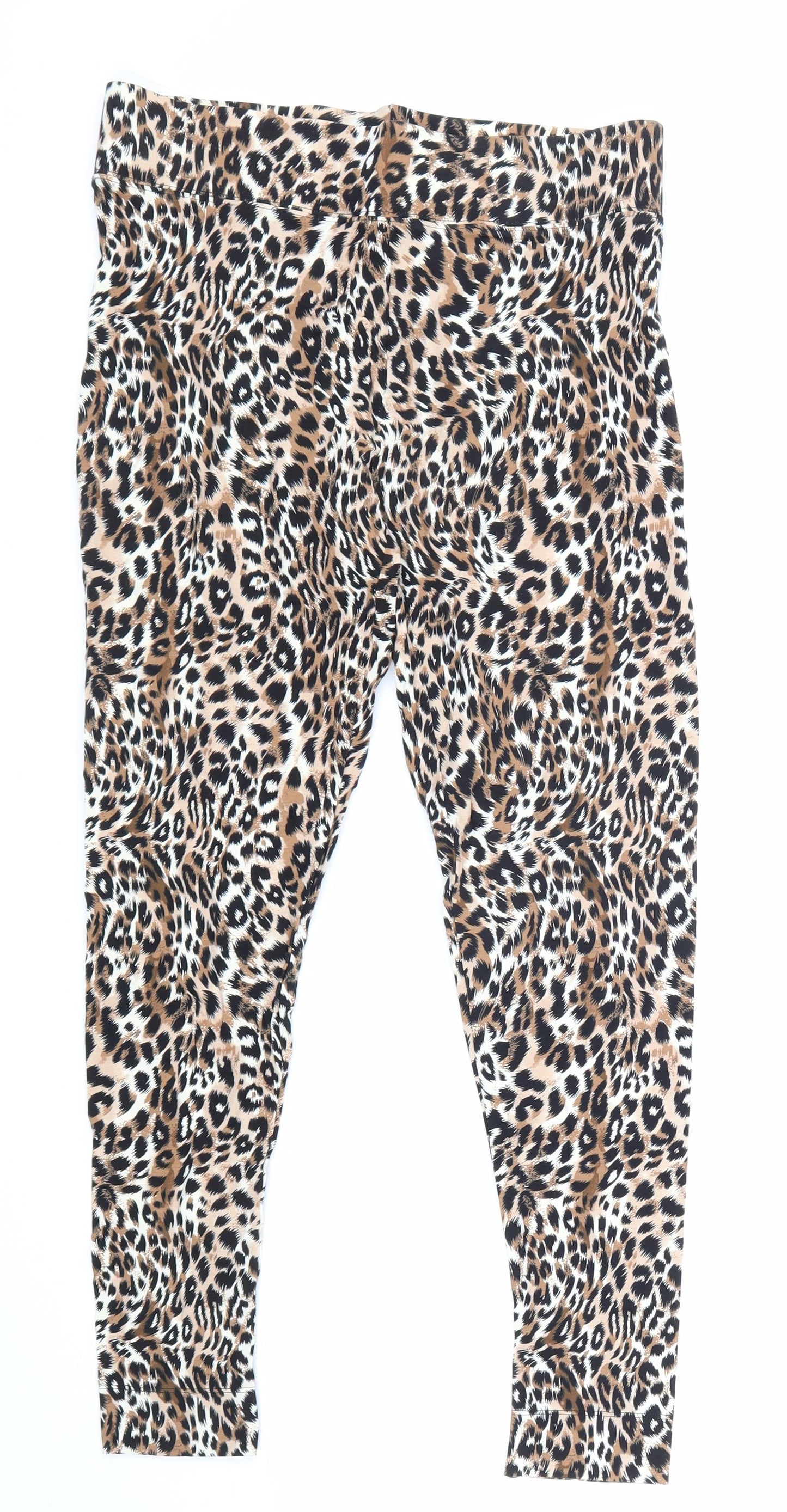 Marks and Spencer Womens Brown Animal Print Viscose Jogger Leggings Size 12