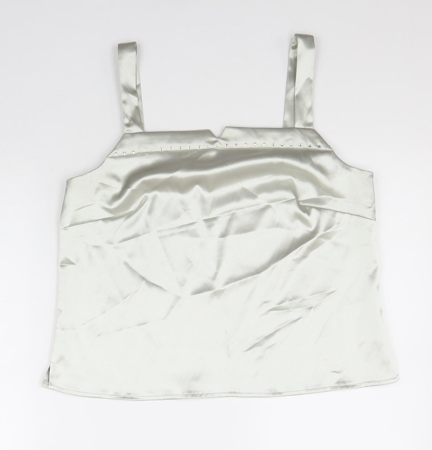 Roman Originals Womens Silver Polyester Basic Tank Size 14 Square Neck