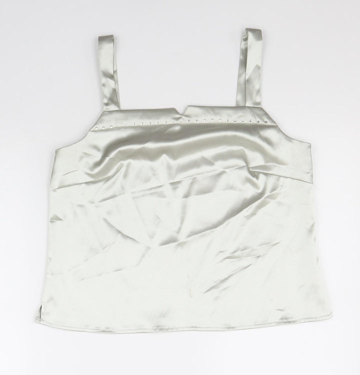 Roman Originals Womens Silver Polyester Basic Tank Size 14 Square Neck
