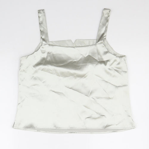 Roman Originals Womens Silver Polyester Basic Tank Size 14 Square Neck