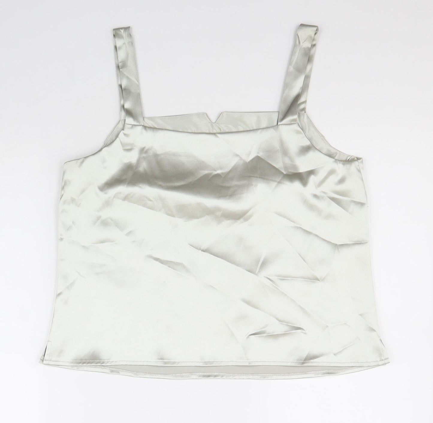 Roman Originals Womens Silver Polyester Basic Tank Size 14 Square Neck