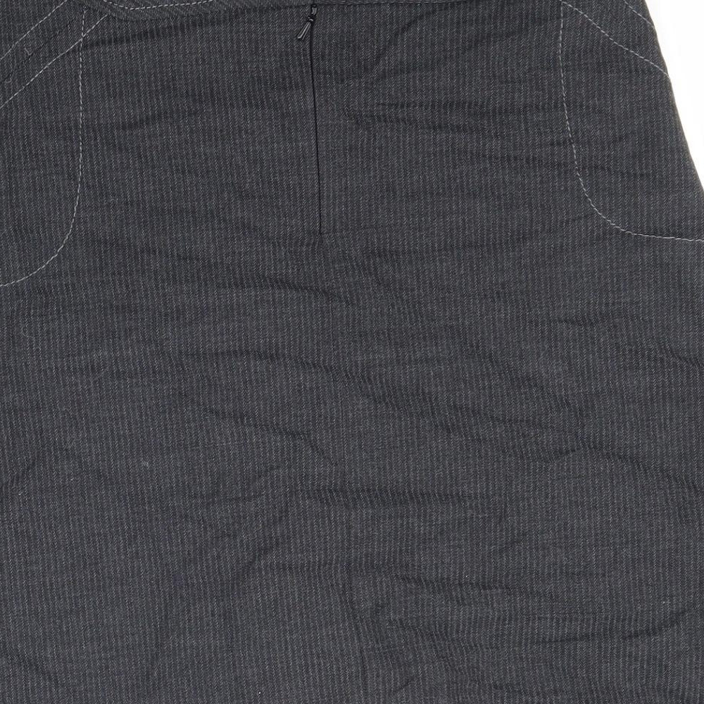 NEXT Womens Grey Cotton A-Line Skirt Size 8 Zip